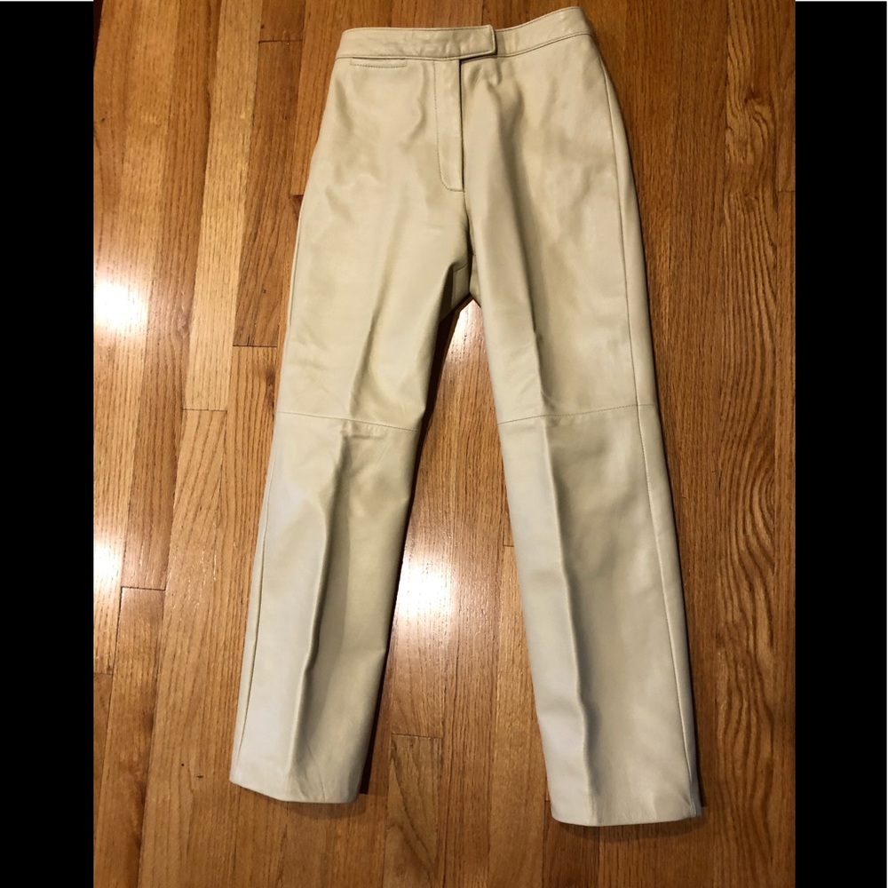 Danier Butter Soft Leather Beige Lined Pants Sz 2